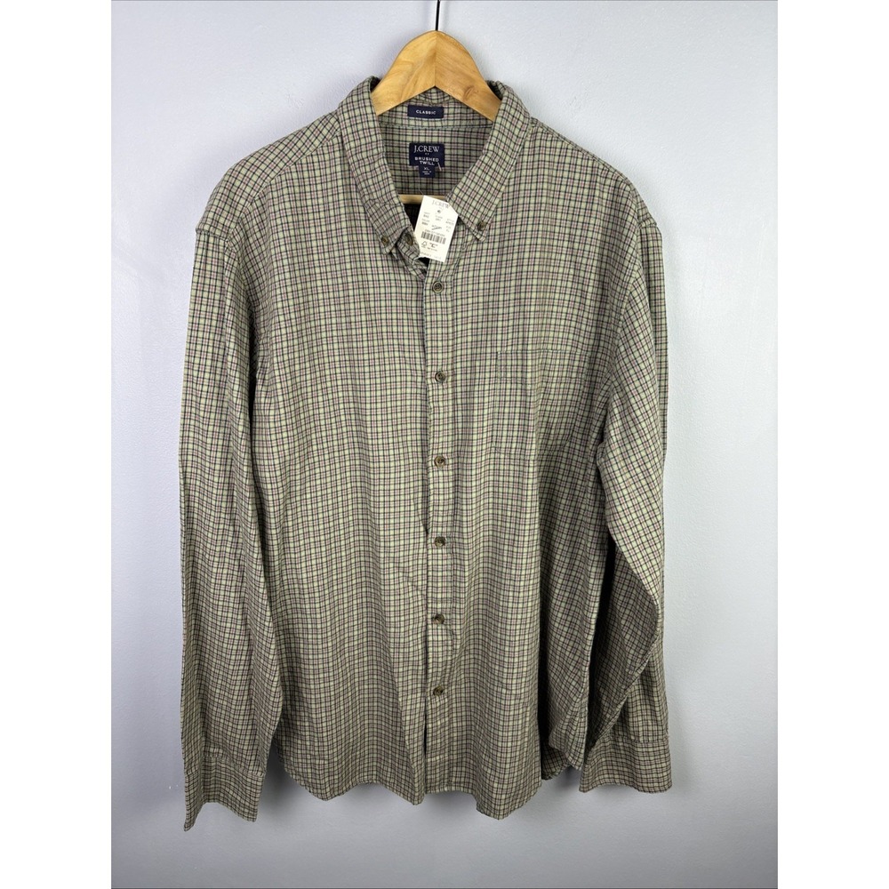 J Crew Brushed Twill Button Down Shirt Mens XL Classic Long Sleeve Plaid AP635